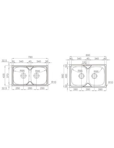 EVIER DE CUISINE DOUBLE BAC  OKI AQUORE