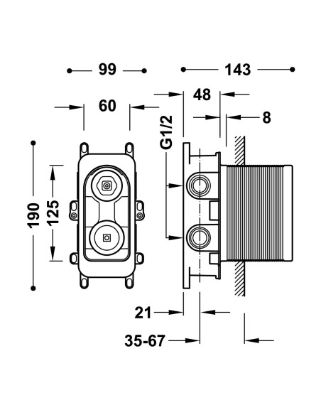 RAPID BOX BOITIER ENCASTRÉ TRES GRIFERIA