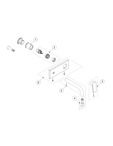 MITIGEUR ENCASTRÉ AVEC BEC DE 190CM  POUR LAVABO PROJECT-TRES GRIFERIA