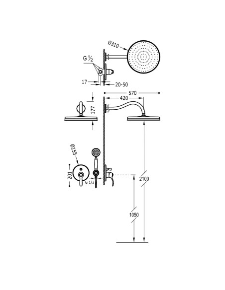 DOUCHE ENCASTRÉE TRES CLASIC