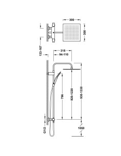 COLONNE DE DOUCHE OVER WALL CARRÉ TRES GRIFERIA 2