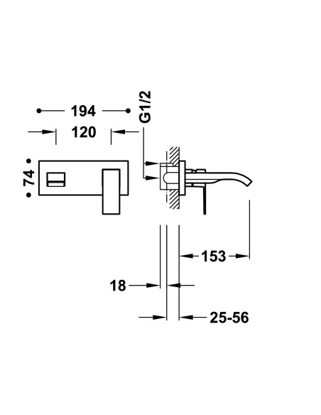 MITIGEUR ENCASTRÉE CUADRO TRES GRIFERIA