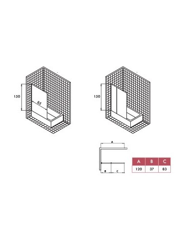 PARE BAIGNOIRE FRONTAL  SCREEN FIXE 150X85 GME