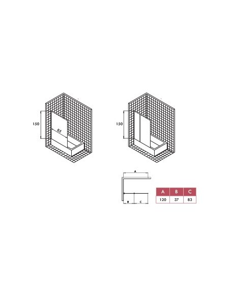 PARE BAIGNOIRE FRONTAL  SCREEN FIXE 150X85 GME