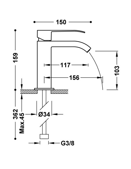 MITIGEUR LAVABO CUADRO TRES GRIFERIA