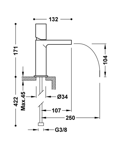 MITIGEUR LAVABO LOFT TRES GRIFERIA