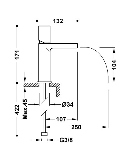 MITIGEUR LAVABO LOFT TRES GRIFERIA