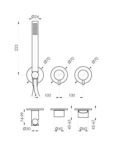 MITIGEUR DE DOUCHE LOOP K MURAL 2VOIES SANYCCES