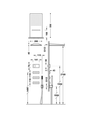 KIT ROBINET THERMOSTATIQUE ELECTRONIQUE ENCASTRÉ À 4 VOIES TRES GRIFERIA