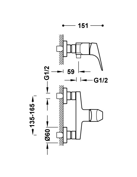 MITIGEUR BAIN DOUCHE CANIGO TRES GRIFERIA