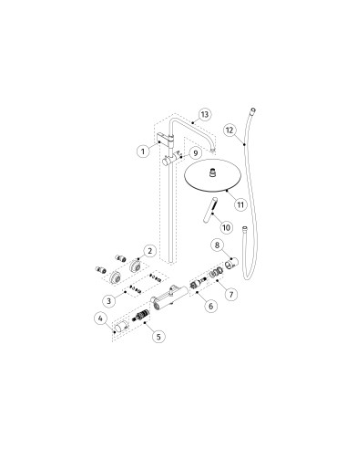 COLONNE DE DOUCHE THERMOSTATIQUE 2 VOIES OVER WALL TRES GRIFERIA
