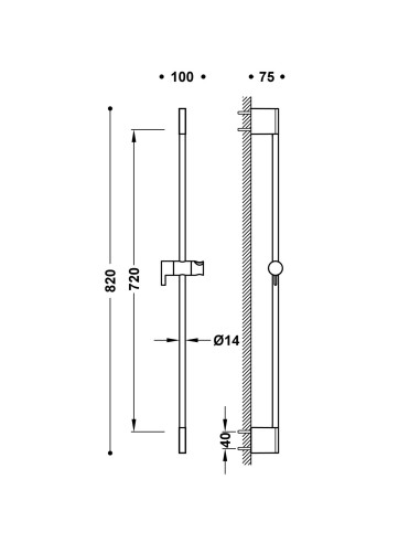 BARRE COULISSANTE POUR DOUCHE TRES GRIFERIA