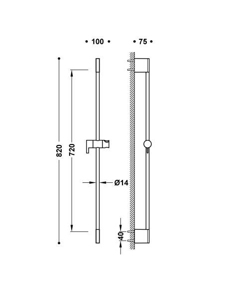 BARRE COULISSANTE POUR DOUCHE TRES GRIFERIA
