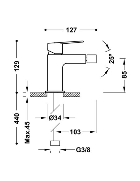 MITIGEUR BIDET PROJECT TRES GRIFERIA
