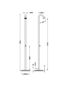 COLONNE DE DOUCHE À UNE  EAU EN ACIER INOXYDABLE 316 TRES GRIFERIA 2