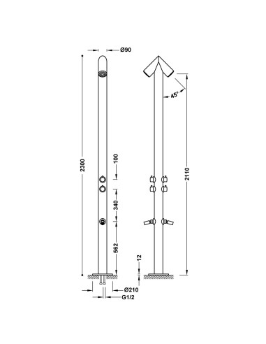 COLONNE À DOUBLE TOUCHE EN ACIER INOXYDABLE 316 TRES GRIFERIA