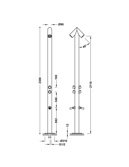 COLONNE À DOUBLE TOUCHE EN ACIER INOXYDABLE 316 TRES GRIFERIA
