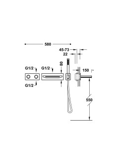 KIT ROBINET B-SYSTEM THERMOSTATIQUE  ENCASTRÉ À 2 VOIES POUR BAIGNOIRE ET DOUCHE TRES GRIFERIA 2