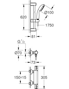MITIGEUR DE DOUCHE THERMOSTATIQUE GROHTHERM 800 GROHE 2