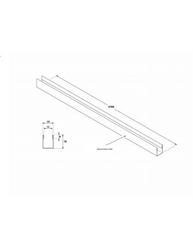 PROFILÉ  INOX POUR MONTAGE PAROI DE DOUCHE FIXE GME