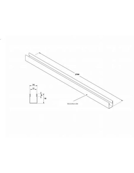 PROFILÉ  INOX POUR MONTAGE PAROI DE DOUCHE FIXE GME