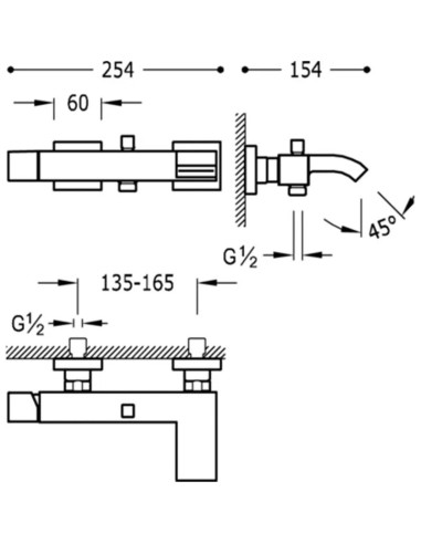 MITIGEUR BAIN DOUCHE CUADRO TRES GRIFERIA