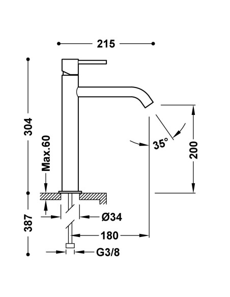 MITIGEUR LAVABO HAUT STUDY TRES GRIFERIA