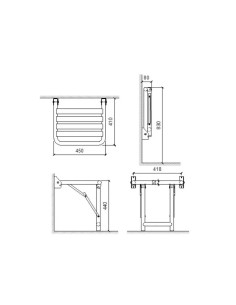 SIÈGE DE DOUCHE MURAL PLIABLE INOXYDABLE FINITION BRILLANTE NOFER 2