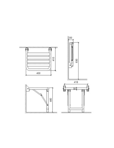 SIÈGE DE DOUCHE MURAL PLIABLE INOXYDABLE FINITION BRILLANTE NOFER