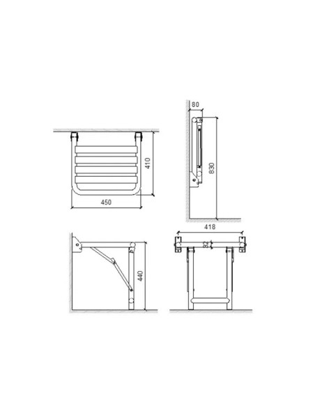 SIÈGE DE DOUCHE MURAL PLIABLE INOXYDABLE FINITION BRILLANTE NOFER