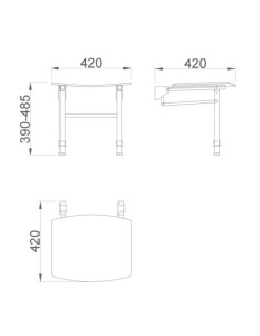SIÈGE DE DOUCHE MURAL PLIABLE EN POLYPROPYLÈNE AVCE FINITION NOIR NOFER 2