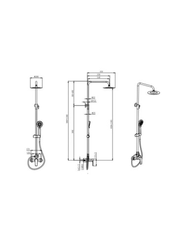 COLONNE DE DOUCHE AVEC DOUCHETTE ET POMMEAU DE DOUCHE NATURE SKY BATH