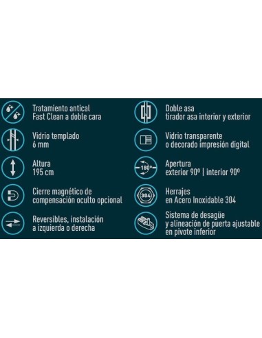 PAROI DE DOUCHE 2 PORTES PIVOTANTE+2 FIXE DENIA BECRISA