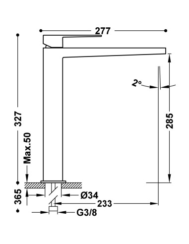 MITIGEUR LAVABO HAUT SLIM TRES GRIFERIA