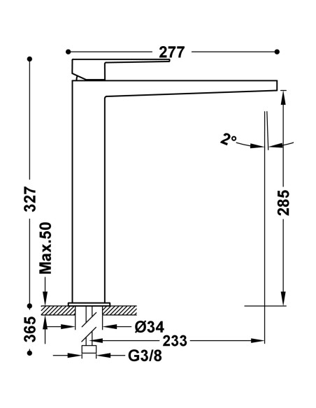 MITIGEUR LAVABO HAUT SLIM TRES GRIFERIA