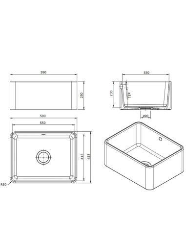 EVIER TIMBRE CÉRAMIQUE FARMHOUSE SANINDUSA