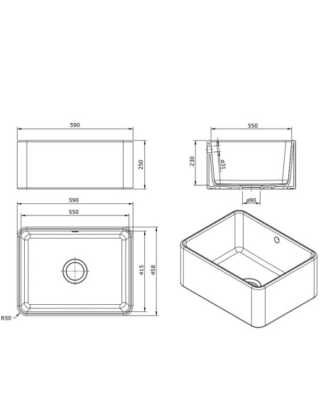 EVIER TIMBRE CÉRAMIQUE FARMHOUSE SANINDUSA