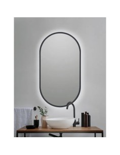 MIROIR OVALE 50*90 RÉTRO ÉCLAIRER LED À BORD NOIR B-950 BLACK
