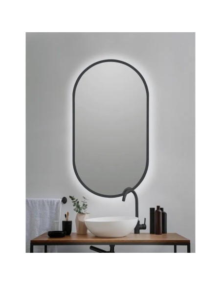MIROIR OVALE 50*90 RÉTRO ÉCLAIRER LED À BORD NOIR B-950 BLACK