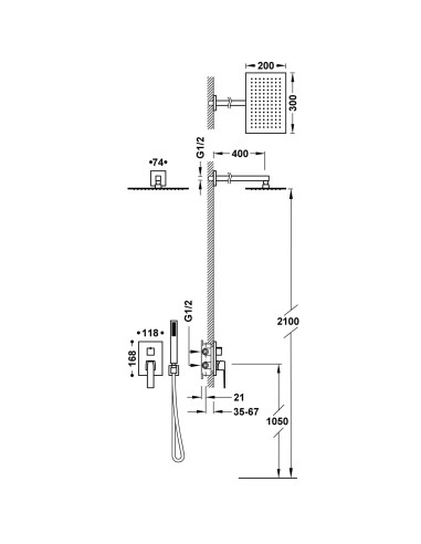 DOUCHE ENCASTRÉE SLIM TRES GRIFERIA