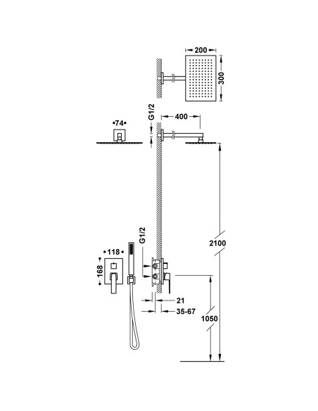 DOUCHE ENCASTRÉE SLIM TRES GRIFERIA