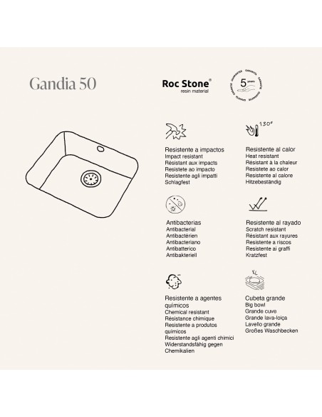 EVIER DE CUISINE GANDIA 50 POALGI