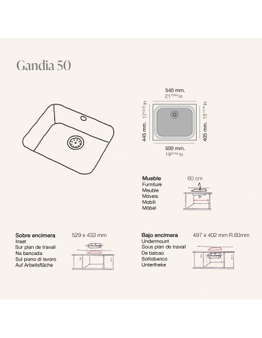 EVIER GANDIA 50 POALGI