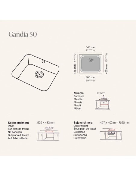 EVIER GANDIA 50 POALGI