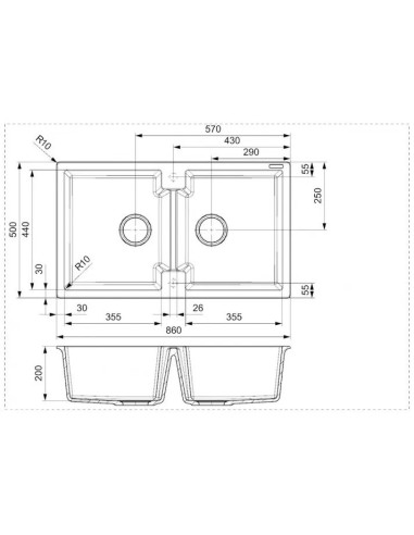 EVIER DE CUISINE  DOUBLE BAC AMSTERDAM 20  SOLFLESS