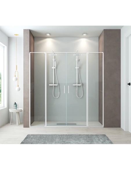 PAROI DE DOUCHE 2 PORTES PIVOTANTE+2 FIXE DENIA BECRISA