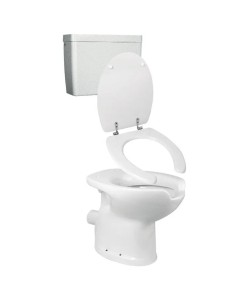 WC ERGONOMIQUE POUR SORTIE HORIZONTALE AVEC RESERVOIR ET COUVERCLE POUR WC PMR NOFER
