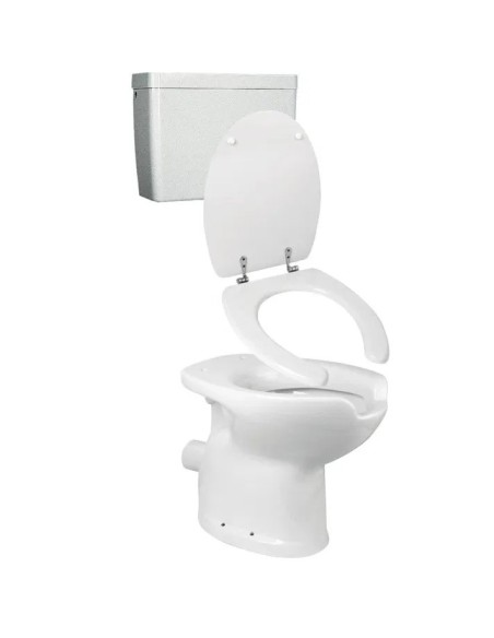 WC ERGONOMIQUE POUR SORTIE HORIZONTALE AVEC RESERVOIR ET COUVERCLE POUR WC PMR NOFER