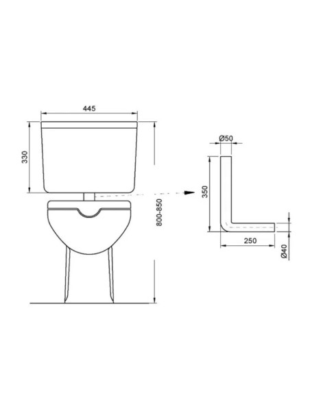WC ERGONOMIQUE POUR SORTIE HORIZONTALE AVEC RESERVOIR ET COUVERCLE POUR WC PMR NOFER