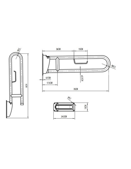BARRE DE MAINTIEN PLIABLE EN ACIER INOX 304 GME